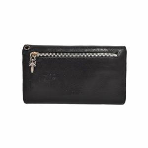 CHROME HEARTS ウェーブウォレット クロスボタン 長財布 ブラック