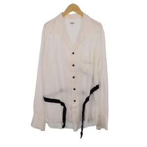 Tencel open collar shirt 長袖 M 白 ホワイト SN-B06-010