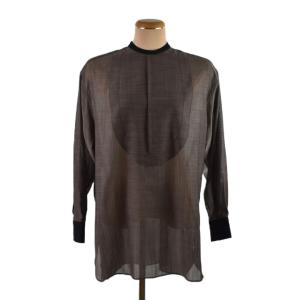 21SS W/P VOILE BIB FRONT SHIRT 長袖 2 グレー 211-15129 008
