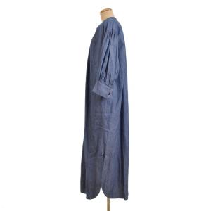 HYKE 22SS CHAMBRAY GATHERED DRESS シャンブレー ワンピース 長袖 ロング 1 青