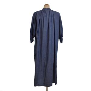 HYKE 22SS CHAMBRAY GATHERED DRESS シャンブレー ワンピース 長袖 ロング 1 青