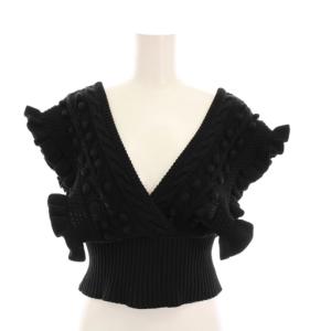 ノースリーブニット ベスト フリル F 黒 ブラック 0221030509 /YM