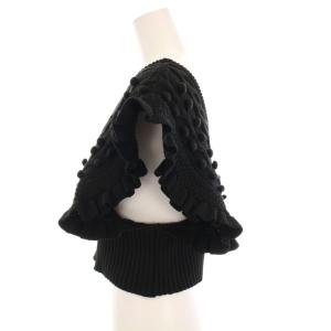 LEINWANDE ノースリーブニット ベスト フリル F 黒 ブラック 0221030509 /YM