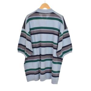 nanamica Stripe Polo Sweater ストライプ ポロシャツ 半袖 ボーダー M 水色 ライトブルー