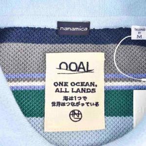 nanamica Stripe Polo Sweater ストライプ ポロシャツ 半袖 ボーダー M 水色 ライトブルー