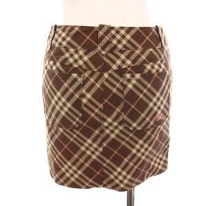BURBERRY BLUE LABEL ミニスカート タイト チェック 36 ブラウン FLF87-562-65 /YM