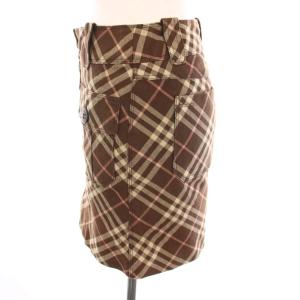 BURBERRY BLUE LABEL ミニスカート タイト チェック 36 ブラウン FLF87-562-65 /YM