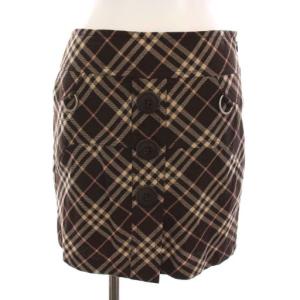 ミニ スカート チェック ウール 36 茶色 ブラウン ベージュ FLF37-582-65 /YM