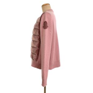 MONCLER 18AW ベロア ニット切替 ダウンジャケット M ピンク D20939490800