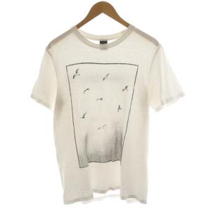 Tシャツ カットソー 半袖 プリント ロゴ 鳥柄 2 白 ホワイト 黒 ブラック /AN21