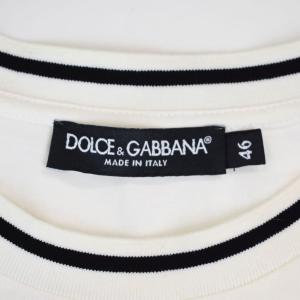 DOLCE&GABBANA Tape Logo T-Shirt 半袖 ロゴ 刺繍 46 白 ホワイト G8KD0T AA