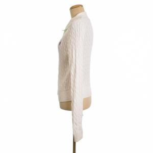 POLO RALPH LAUREN ニット ポロシャツ カーディガン 長袖 ケーブル編み L 白 ホワイト