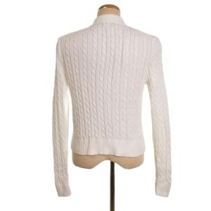 POLO RALPH LAUREN ニット ポロシャツ カーディガン 長袖 ケーブル編み L 白 ホワイト