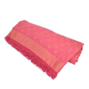 LOUIS VUITTON ショール モノグラム 大判ストール シルク ウール ピンク M71132