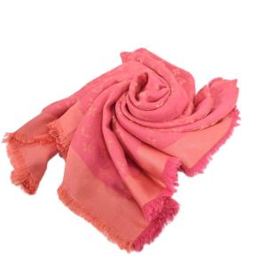 LOUIS VUITTON ショール モノグラム 大判ストール シルク ウール ピンク M71132