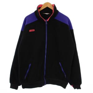 フリースジャケット ジップアップ ハイネック ロゴ U.S.A.製 XL 黒 紫 /BM