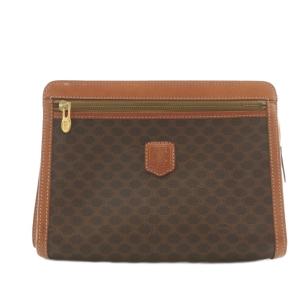 マカダム柄 クラッチバッグ セカンドバッグ レザー PVC 茶 ブラウン M93 /AN38 AA