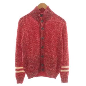 ニットカーディガン コットン 麻 リネン混 46 赤 レッド 7ETIJP1 /AN16