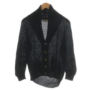 カーディガン ショールカラー 麻 リネン M 紺 ネイビー 579-160509 /AN40