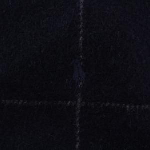 POLO RALPH LAUREN マフラー ストール ロゴ刺繍 チェック柄 ウール ナイロン 紺 /BM