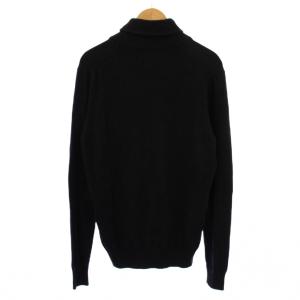 FRED PERRY ニット セーター 長袖 ショールカラー ロゴ刺繍 ウール M 黒 /BM