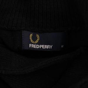 FRED PERRY ニット セーター 長袖 ショールカラー ロゴ刺繍 ウール M 黒 /BM