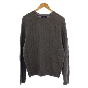 ニット セーター 長袖 クルーネック ケーブル ウール M グレー /BM