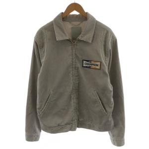 コーデュロイジャケット ジップアップ ロゴ ワッペン 刺繍 XL グレー MXSR44M /AN35 AA