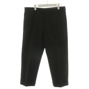 パンツ スラックス レース センタープレス ロールアップ ウール シルク混 絹 7-48R 黒 ブラック