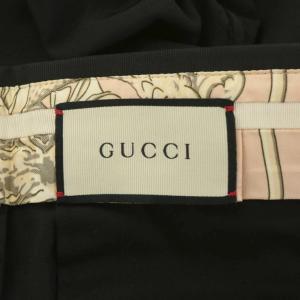 GUCCI パンツ スラックス レース センタープレス ロールアップ ウール シルク混 絹 7-48R 黒 ブラック