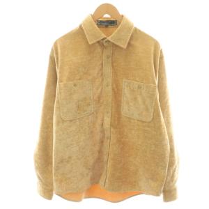 23AW オーバーサイズベルベットシャツ 長袖 ロゴ 刺繍 M ベージュ 23-050-060-0009-3-0