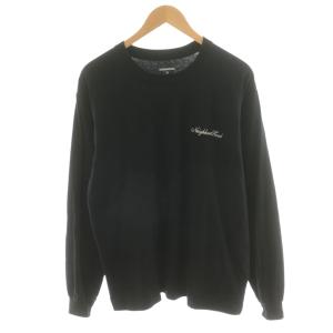 Tシャツ カットソー 長袖 フロントプリント ロンT M 黒 ブラック /AN38 AA