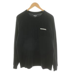 Tシャツ カットソー 長袖 ロンT フロントプリント M 黒 ブラック /AN39 AA