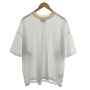 Tシャツ カットソー 半袖 メッシュ シルク 絹 S 白 ホワイト /AN46 AA