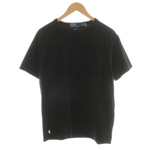 Tシャツ カットソー 半袖 ロゴ 刺繍 S 黒 ブラック /AN29