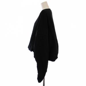 DOUBLE STANDARD CLOTHING 裏毛 クロップド スウェット トレーナー プルオーバー 長袖 クルーネック F 黒 0208-050-241