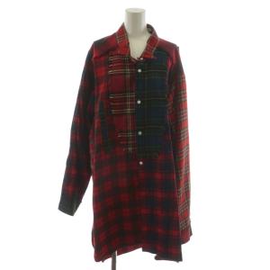 シャツ チェック柄 L レッド ネイビー グリーン