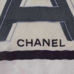 CHANEL カメリア ロングスカーフ シルク グレー