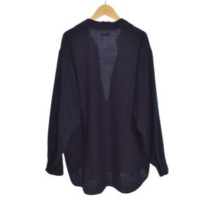 COMOLI 22AW ウールビエラ スキッパーシャツ ヴァルーズシャツ 1 ネイビー W03-02008