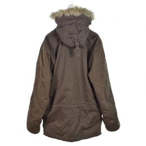 ALPHA INDUSTRIES フライトジャケット N-3B フード付き 裏ボア 無地 LARGE カーキ 茶 ブラウン 20032-59