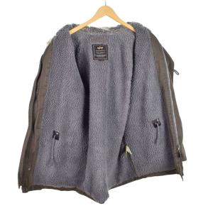 ALPHA INDUSTRIES フライトジャケット N-3B フード付き 裏ボア 無地 LARGE カーキ 茶 ブラウン 20032-59
