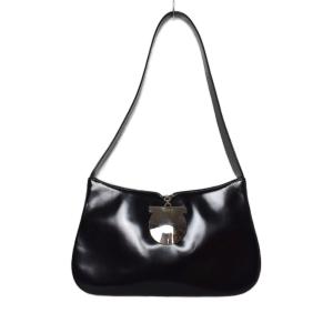ハンドバッグ ワンショルダーバッグ エナメル ガンチーニ 黒 ブラック