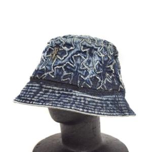 デニム パッチワーク バケットハット セメタリークロス ダガー ウォッシュ加工 L