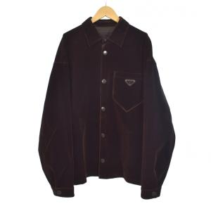 23AW トライアングルロゴ ベルベット ジャケット M ブラウン SC657 S231 12HO