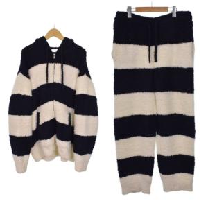 HOMME セットアップ パーカー パンツ ルームウェア ボーダー L 紺 ネイビー 白 ホワイト PMNT245905