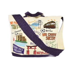 サンフレッチェ広島 トートバッグ ショルダーバッグ 2way キャンバス 刺? ベージュ