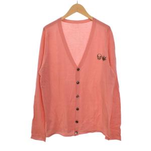カーディガン 長袖 カシミヤ混 ロゴ刺? S ピンク