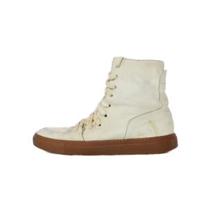 レースアップ レザースニーカー ハイカット 41 ベージュ GY51