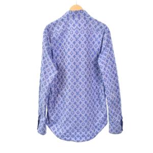 LOUIS VUITTON 21AW モノグラム シャツ M ブルー RM212Q DO7 HLS51W