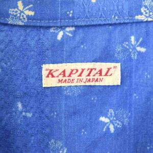 KAPITAL ドビーストライプIDG抜染pt 開襟ウエスタンBIGシャツ 半袖 1 S 青 ブルー K2504SS147